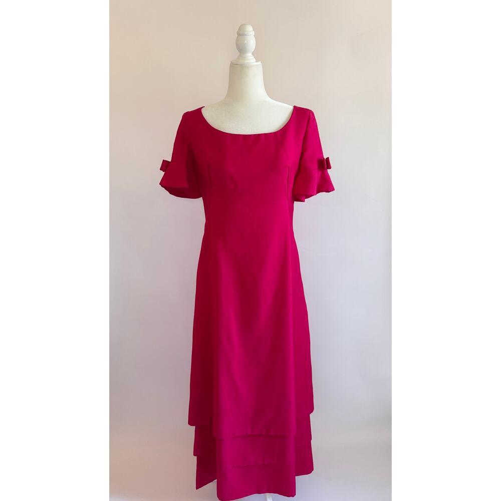 Vintage 1960s Saks Fifth Avenue Cranberry Silk & Wool Dress
